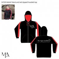  Adults' black and red zipped hooded top - LV330